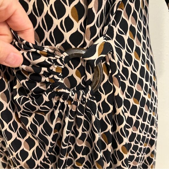 Elegant acorn print 3/4 sleeves fake wrap Dress fall vibes size LP - Picture 6 of 13